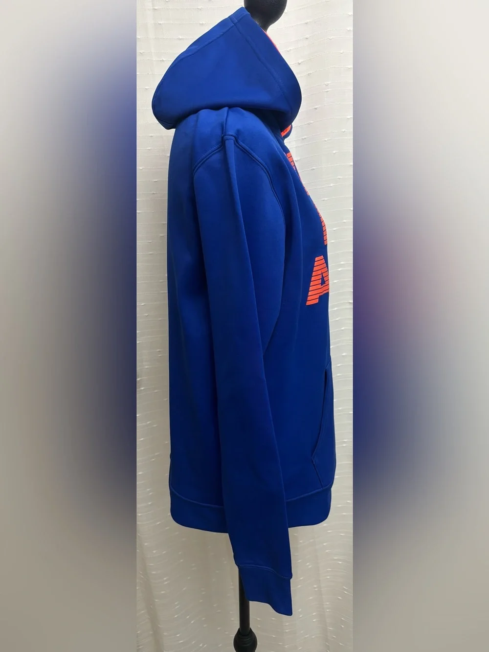 New Balance Youth Royal Blue Crewneck Hoodie with Orange Logo